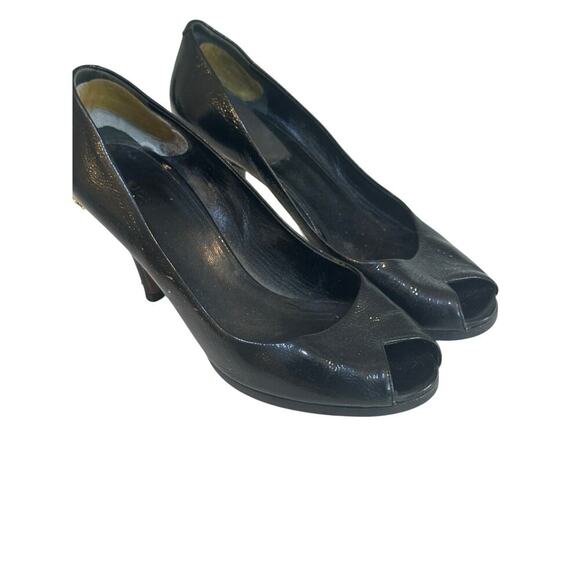 Vintage quilted Gucci Women's Black Patent Leather Peep-toe Pump Heels Size 7.5 - Picture 2 of 12